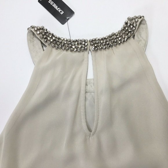Express~High Beaded Neck~Cut Out Shoulders~Lined~ - Picture 10 of 11